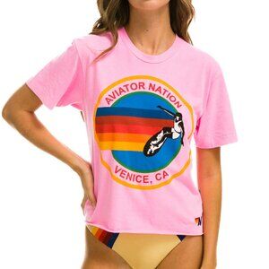 Aviator Nation Signature Boyfriend Tee - Neon Pink